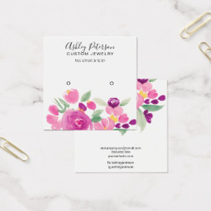 Floral purple watercolor stud earring display