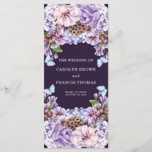 Floral Purple Watercolor Wedding Program Programme