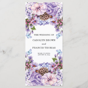 Floral Purple Watercolor Wedding Program Programme
