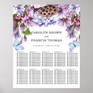 Floral Purple Watercolor Wedding Seating Charts