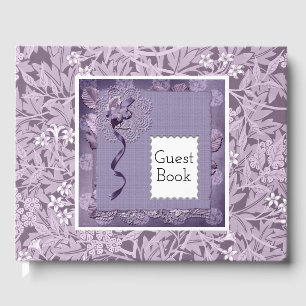 Floral Purple William Morris Pattern Country Guest Book