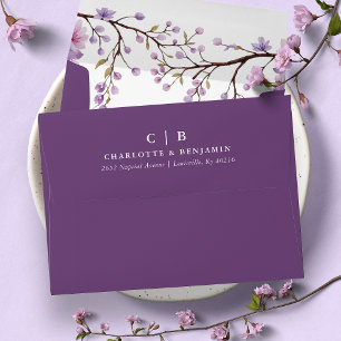 Floral Purple Wisteria Branches Wedding Envelope