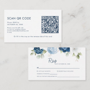 Floral QR Code All in One Wedding RSVP Enclosure Card