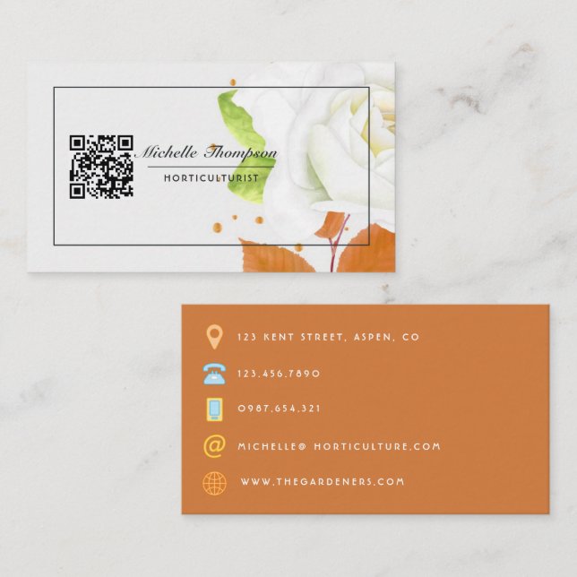 Floral QR Code Business Card (Front/Back)