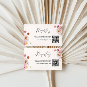 Floral QR Code Gift Registry Bridal Shower Enclosure Card