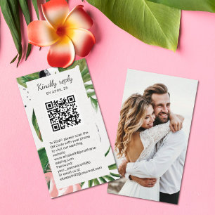 Floral QR Code photo online RSVP Enclosure Card