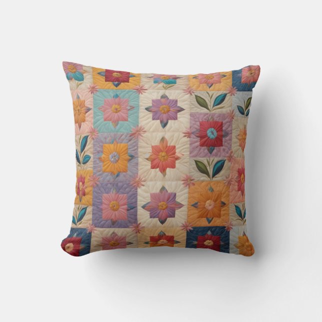 Floral quilt pattern cushion (Front)