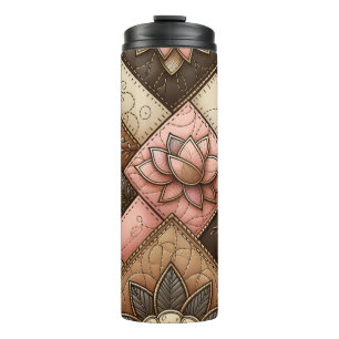 Floral Quilted Patchwork Pattern Design Thermal Tumbler