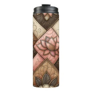 Floral Quilted Patchwork Pattern Design Thermal Tumbler