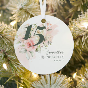 Floral Quinceanera 15th Birthday Greenery Pink Metal Tree Decoration