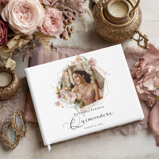 Floral Quinceanera photo Guest Book