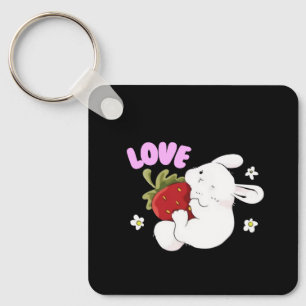 Floral Rabbit Charm Key Ring