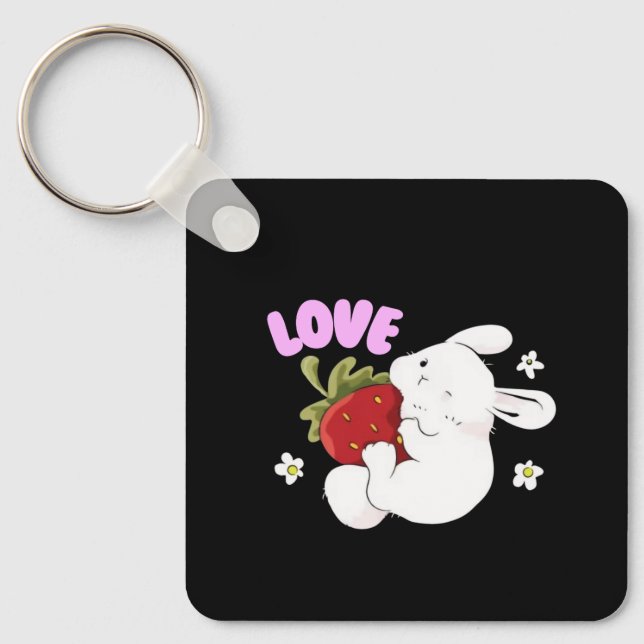 Floral Rabbit Charm Key Ring (Front)
