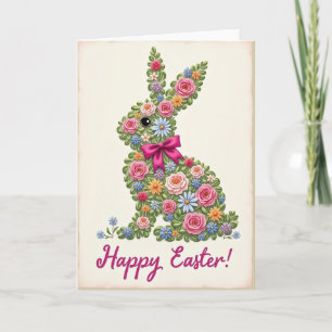 Floral Rabbit Easter Day Card