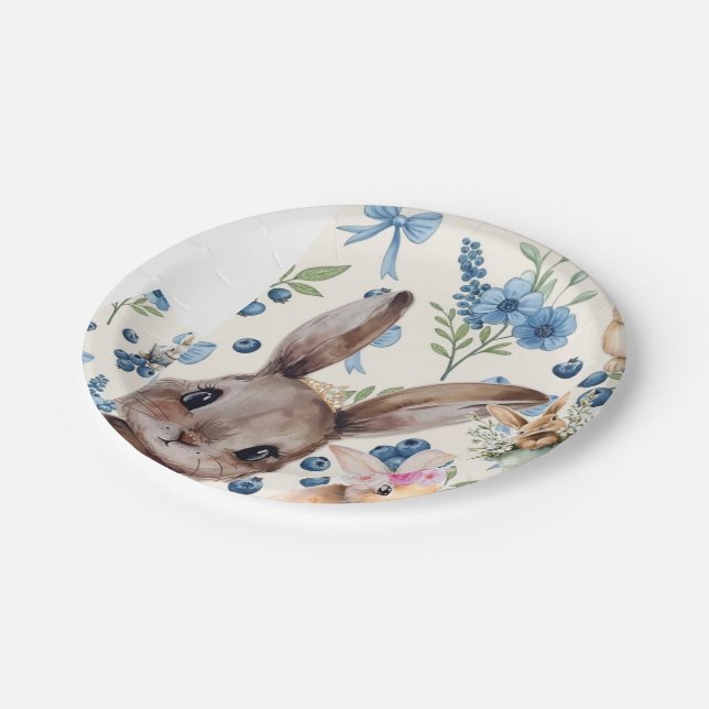 Floral Rabbit Paper Plate (Angled)