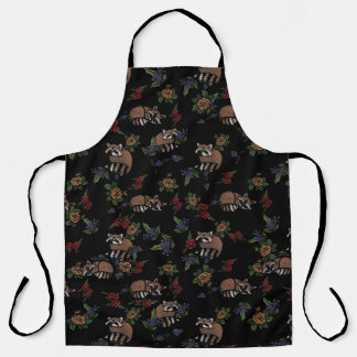 Floral Raccoons Cute Sleeping Racoon Pattern Apron