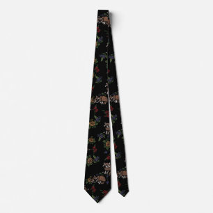 Floral Raccoons Cute Sleeping Racoon Pattern Tie