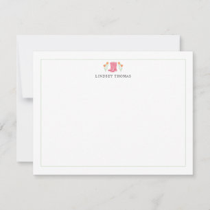 Floral Rain Boots Border Personalised Stationery Card