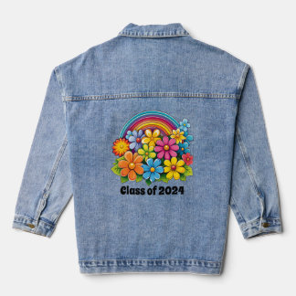 Floral Rainbow Graduation Denim Jacket