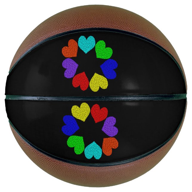 Floral Rainbow Love Hearts Basketballs (Front)