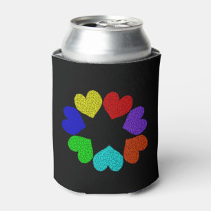Floral Rainbow Love Hearts Can Cooler