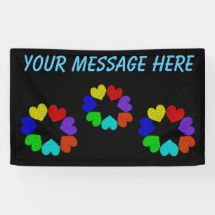 Floral Rainbow Love Hearts Custom Banner