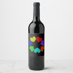 Floral Rainbow Love Hearts Labels
