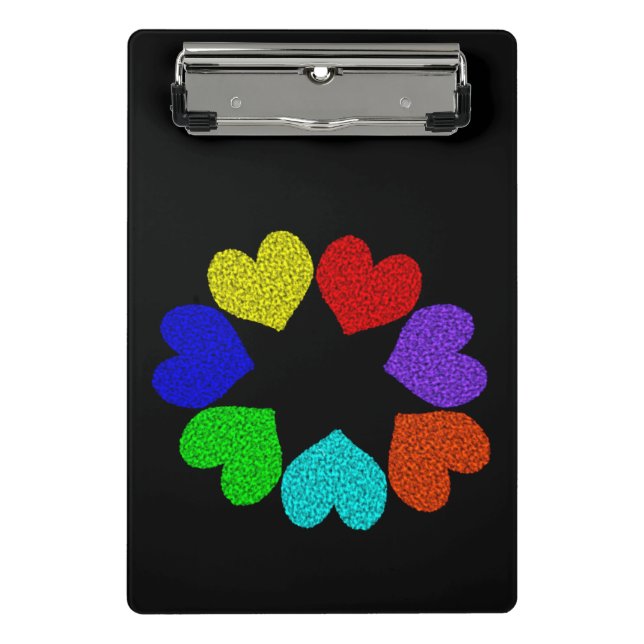Floral Rainbow Love Hearts Mini Clipboard (Front)