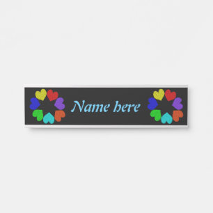 Floral Rainbow Love Hearts Personalised Door Sign
