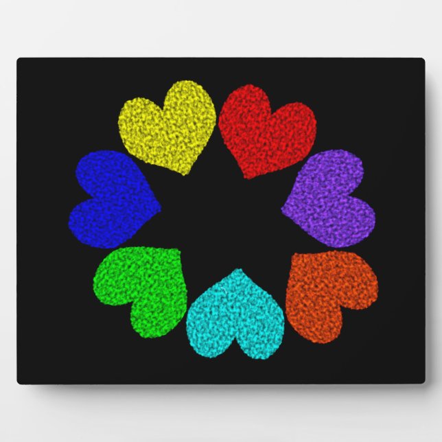 Floral Rainbow Love Hearts Plaque (Front)