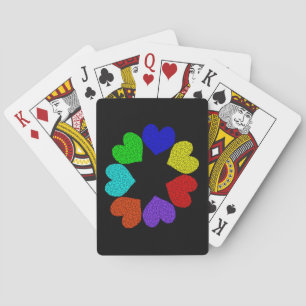 Floral Rainbow Love Hearts Playing Cards