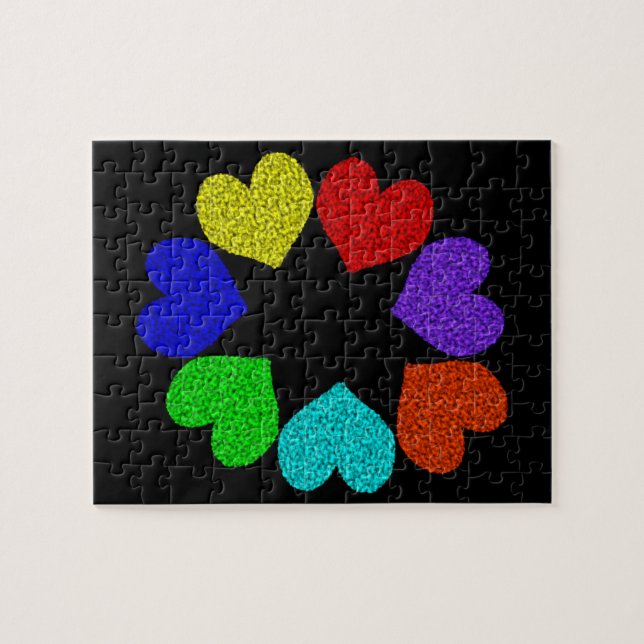 Floral Rainbow Love Hearts Puzzle (Horizontal)