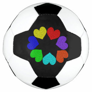Floral Rainbow Love Hearts Soccer Ball