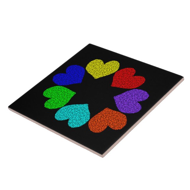 Floral Rainbow Love Hearts Tile (Side)