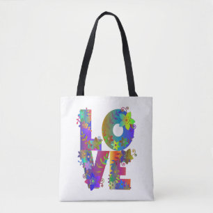 Floral Rainbow LOVE  Tote Bag