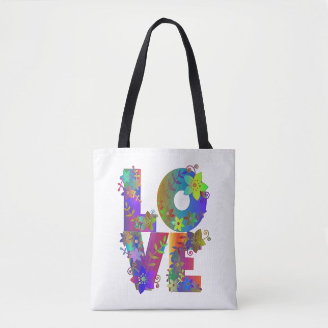 Floral Rainbow LOVE  Tote Bag (Front)