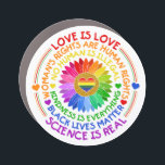 Floral Rainbow Political and Social Stand Car Magnet<br><div class="desc">This design features a rainbow colour flower with several text about social issues such as "Love is Love",  "Woman's Rights Are Human Rights",  "No Human is Illegal",  "Kindness is Everything',  "Black Lives Matter",  and "Science is Real".</div>