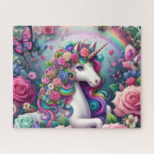 Floral Rainbow Unicorn Jigsaw Puzzle