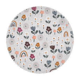 Floral Rainbows: Hand Drawn Seamless Texture Cutting Board