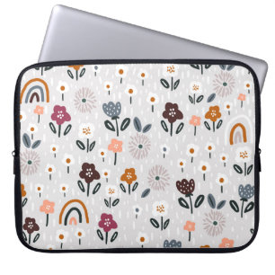 Floral Rainbows: Hand Drawn Seamless Texture Laptop Sleeve