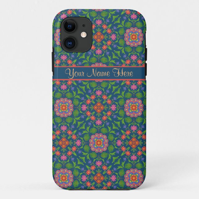 Floral Rangoli on Deep Blue iPhone 5 Xtreme Case (Back)