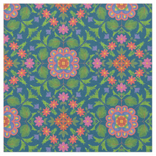 Floral Rangoli Pattern Fabric to Customise