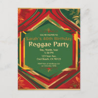 Floral Rasta Colours Customisable Reggae Party 