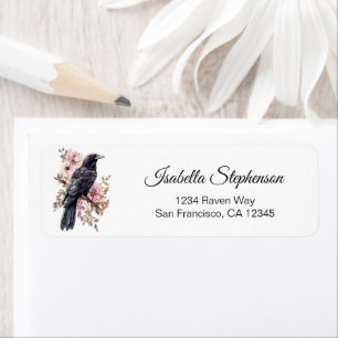 Floral Raven Bird Return Address