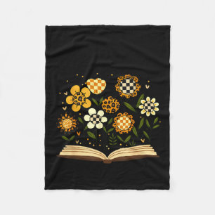 Floral reading for teachers book lovers fleece blanket
