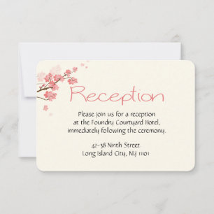 Floral Reception Cherry Blossoms Pink Wedding Invitation