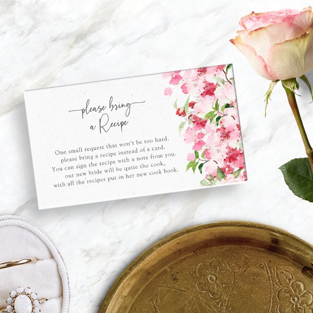 Floral Recipe Enclosure Card (Red and Pink Roses Floral Recipe Enclosure Card for Bridal Shower by Painted Paperie
)