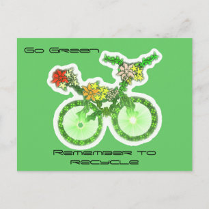 Floral Recycle Bicycle Postcard