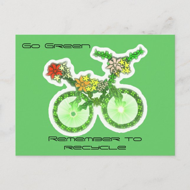 Floral Recycle Bicycle Postcard (Front)
