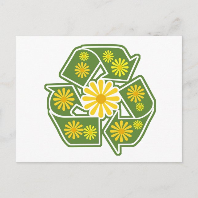 Floral Recycle Sign Postcard (Front)